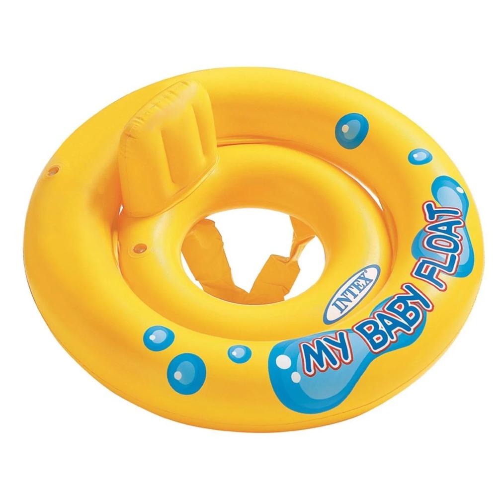 Intex Yellow Vinyl Inflatable Baby Float with Backrest Pillow